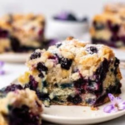 Soft &amp; Fluffy Vegan Blackberry or  Blueberry Buckle (no Eggs, No Dairy!)
