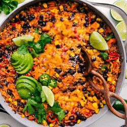 One Skillet Sweet Potato Burrito Bowls