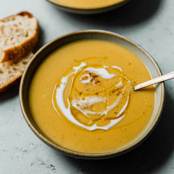 Roasted Acorn Squash And Sweet Potato Soup