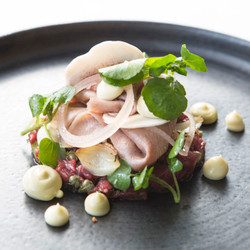 Salad Of Beef Tartare, Slow-cooked Ox Tongue And Smoked Mayonnaise