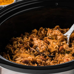 Slow Cooker One Pot Chicken Burrito Filling