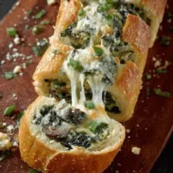 Cheesy Spinach Artichoke &amp; Mushroom Stuffed Baguette