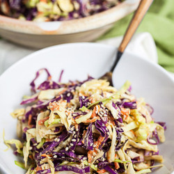 Asian Cabbage Slaw With Miso Ginger Dressing