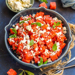 Watermelon Feta Salad Recipe (with Mint Leaves)