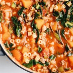 Hearty Fall Minestrone Soup With Italian Sausage And Butternut Squash