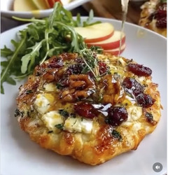 Cranberry, Brie &amp; Walnut Flatbreads (with Hot Honey Twist)