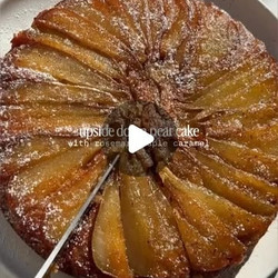 Brown Butter Upside Down Pear Cake With Maple Rosemary Caramel