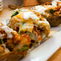 Chicken + Broccoli + Bacon Stuffed Potatoes