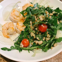 Shrimp With Farro And White Beans