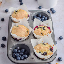 Bakery Style Sourdough Blueberry Muffins