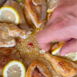 Chicken Rice with Garlic Yoghurt and a Burnt Lemon