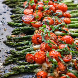 Parmesan Roasted Asparagus With Tomatoes &amp; Balsamic
