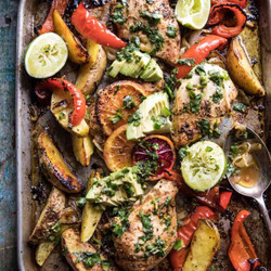 Sheet Pan Cuban Chicken With Citrus Avocado Salsa