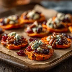 Sweet Potato Rounds With Blue Cheese, Cranberry &amp; Pecans