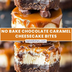 No-bake Chocolate Caramel Cheesecake Bites