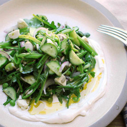 Spring Vegetable And Arugula Salad With Labne And Cucumbers Recipe