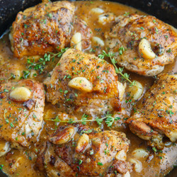 Rustic Roasted Garlic Chicken With Asiago Gravy