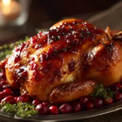Festive Roasted Chicken With Caramelized Cranberry-orange Holiday Glaze