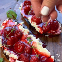 Balsamic Strawberry With Creamy Goat And Mascarpone Cheese Toast