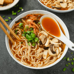 Kimchi Noodle Soup With Dumplings