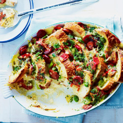 Chorizo And Capscium Savoury Bread Pudding - Australian women's weekly