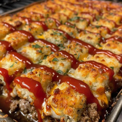 Cheesy Tater Tot Meatloaf Casserole
