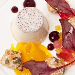 Mustard Panna Cotta With Heritage Beetroot And Goat’s Cheese Crumble