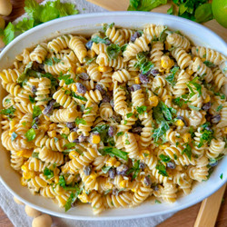 Black Bean And Corn Pasta Salad With Lime Greek Yogurt Dressing
