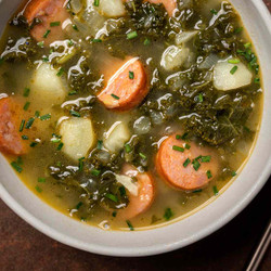 Caldo Verde (portuguese Potato And Kale Soup With Sausage)