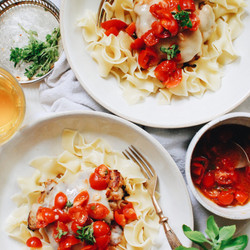 Chicken And Swiss Pasta With Fresh Tomatoes