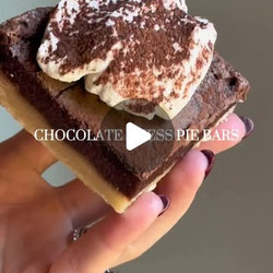 Chocolate Chess Pie Bars With Shortbread Crust &amp; Whipped Cream