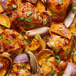 Sheet-pan Harissa Chicken &amp; Sweet Potatoes