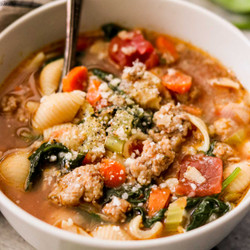 Hearty Italian Sausage Soup (with Spinach And Pasta)