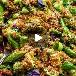 Crispy Roasted Quinoa And Asparagus Salad With Ginger-sesame Dressing