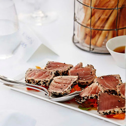 Tuna Tataki With Carrot, Cucumber And Sesame Wasabi Dressing