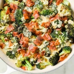 Keto Broccoli With Cheese Sauce And Bacon