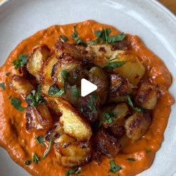 Crispy Roasted Potatoes, Roasted Red Pepper &amp; Scotch Bonnet Sauce With A Smoked Chilli Agave Drizzle