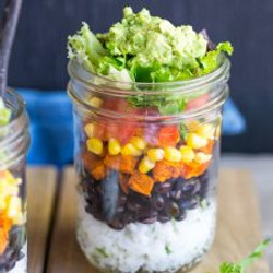 Vegetarian Mason Jar Burrito Bowls