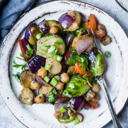 Kung Pao Chickpea &amp; Brussels Sprouts Stir Fry