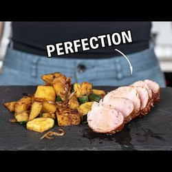 Pork Tenderloin With Honey Glazed Potatoes And Vegetables