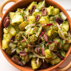 Yukon Gold Potato Salad With Tarragon Pesto And Pickled Onions Recipe