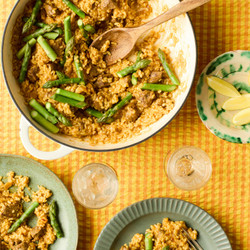 Spring Lamb And Asparagus Rice With Saffron And Fino - José Pizarro