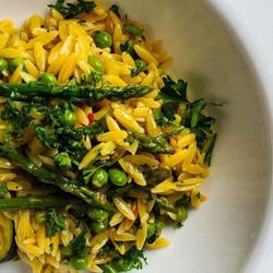Zucchini And Asparagus Orzo Risotto