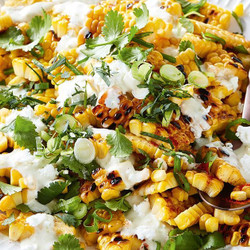 Curtis Stone’s Charred Corn Salad With Fetta-coriander Crema