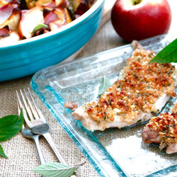 Blue Cheese Crusted Pork Escalopes With Pineapple Sage, Roasted Beetroot And Apple