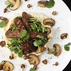 Vegan Seared Tempeh With Celeriac Purée &amp; Wild Mushrooms