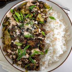 Tangy Tex Mex Ground Beef And Brussels Sprouts
