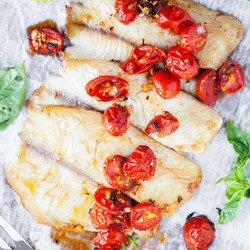 Walleye With Balsamic Roasted Cherry Tomatoes