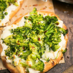 Naan Pizza With Whipped Ricotta &amp; Spicy Broccoli