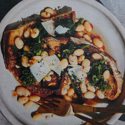 Garlicky Great Northern Beans and Broccoli Rabe Over Toast